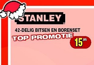 Promoties 42-delig bitsen en borenset - Stanley - Geldig van 11/12/2013 tot 31/12/2013 bij Bouwcenter Frans Vlaeminck