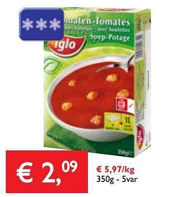 Promoties Tomatensoep - Iglo - Geldig van 02/01/2014 tot 14/01/2014 bij Prima