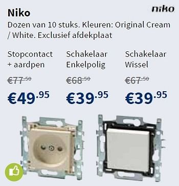 Promoties Niko stopcontact + aardpen - Niko - Geldig van 02/01/2014 tot 15/01/2014 bij Cevo Market