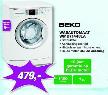 Promoties Beko wasautomaat wmb71443la - Beko - Geldig van 03/01/2014 tot 31/01/2014 bij ElectronicPartner