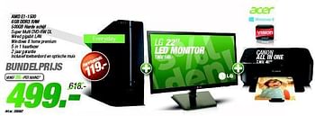Promoties Acer aspire starter desktop + 22 scherm + all in one - Acer - Geldig van 03/01/2014 tot 19/01/2014 bij VCD