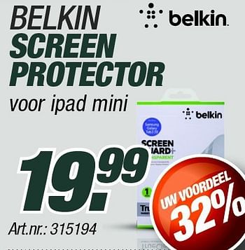 Promoties Belkin screen protector - BELKIN - Geldig van 03/01/2014 tot 19/01/2014 bij VCD