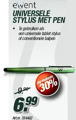 Promoties Universele stylus met pen - Ewent - Geldig van 03/01/2014 tot 19/01/2014 bij VCD