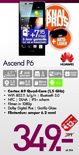 Promoties Huawei ascend p6 - Huawei - Geldig van 03/01/2014 tot 31/01/2014 bij PC Center