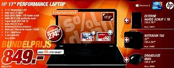Promoties Hp 17 performance laptop - HP - Geldig van 03/01/2014 tot 19/01/2014 bij Auva