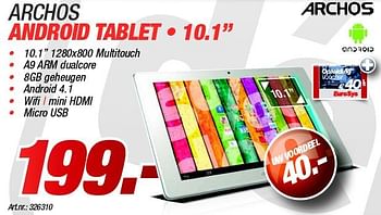 Promoties Archos android tablet 10.1 - Archos - Geldig van 03/01/2014 tot 19/01/2014 bij Auva