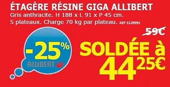 Promotions Étagère résine giga allibert - Allibert - Valide de 03/01/2014 à 13/01/2014 chez BricoPlanit