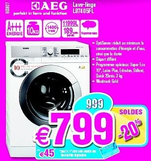 Promotions Aeg lave-linge l87405fl - AEG - Valide de 03/01/2014 à 31/01/2014 chez Krefel