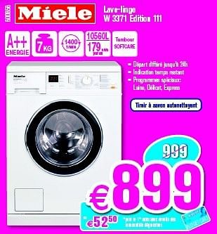 Promotions Miele lave-linge w 3371 edition 111 - Miele - Valide de 03/01/2014 à 31/01/2014 chez Krefel