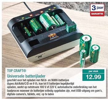 Maand Tact heroïsch Top Craft Top craft universele batterijlader - Promotie bij Aldi