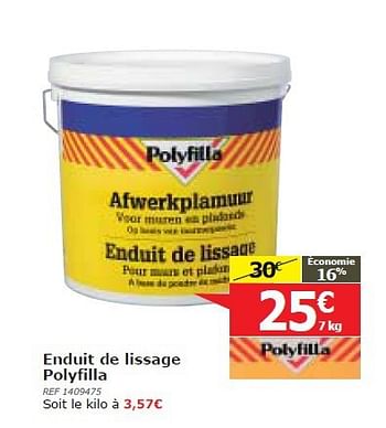 Promotions Enduit de lissage polyfilla - Polyfilla - Valide de 15/01/2014 à 03/02/2014 chez BricoPlanit