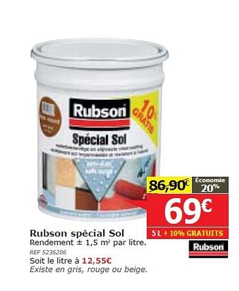 Promotions Rubson spécial sol - Rubson - Valide de 15/01/2014 à 03/02/2014 chez BricoPlanit