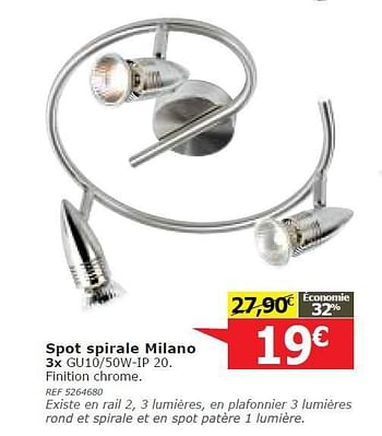 Promotions Spot spirale milano - Produit maison - BricoPlanit - Valide de 15/01/2014 à 03/02/2014 chez BricoPlanit