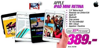 Promoties Apple ipad mini retina - Apple - Geldig van 20/01/2014 tot 16/02/2014 bij Auva