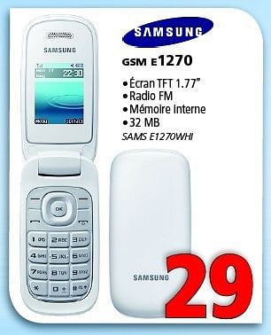 Promotions Samsung gsm e1270 - Samsung - Valide de 23/01/2014 à 12/02/2014 chez Kitchenmarket