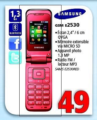 Promotions Samsung gsm e2530 - Samsung - Valide de 23/01/2014 à 12/02/2014 chez Kitchenmarket