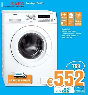 Promotions Aeg lave-linge l73484fl - AEG - Valide de 27/01/2014 à 23/02/2014 chez Krefel