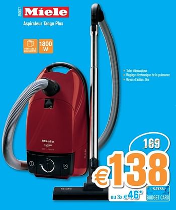 Promotions Miele aspirateur tango plus - Miele - Valide de 27/01/2014 à 23/02/2014 chez Krefel