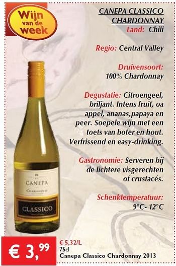 Promoties Canepa classico chardonnay - Witte wijnen - Geldig van 30/01/2014 tot 11/02/2014 bij Prima