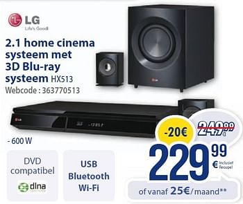 LG Lg 2.1 home cinema systeem met 3d blu-ray systeem hx513 - Eldi