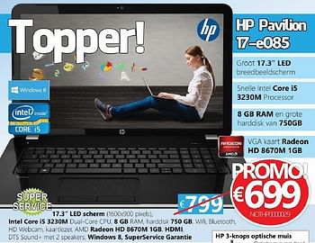 Promoties Hp pavilion 17-e085 - HP - Geldig van 01/02/2014 tot 31/03/2014 bij Compudeals