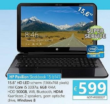 Promoties Hp notebook pavilion sleekbook 15-b141 - HP - Geldig van 01/02/2014 tot 31/03/2014 bij Compudeals