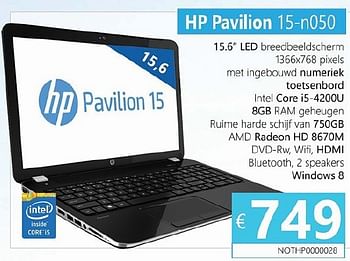 Promoties Hp notebook pavilion 15-n050 - HP - Geldig van 01/02/2014 tot 31/03/2014 bij Compudeals