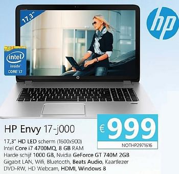 Promoties Hp notebook envy 17-j000 - HP - Geldig van 01/02/2014 tot 31/03/2014 bij Compudeals