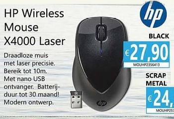 Promoties Hp wireless mouse x4000 laser - HP - Geldig van 01/02/2014 tot 31/03/2014 bij Compudeals