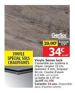 Promotions Vinyle senso lock - Gerflor - Valide de 05/02/2014 à 20/02/2014 chez BricoPlanit