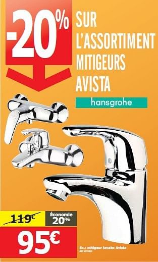 Promoties Mitigeur lavabo avista - Hansgrohe - Geldig van 05/02/2014 tot 20/02/2014 bij BricoPlanit