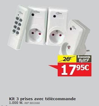 Promoties Kit 3 prises avec télécommande - Huismerk - BricoPlanit - Geldig van 05/02/2014 tot 20/02/2014 bij BricoPlanit