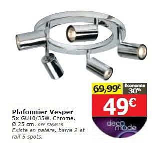 Promotions Plafonnier vesper - Produit maison - BricoPlanit - Valide de 05/02/2014 à 20/02/2014 chez BricoPlanit