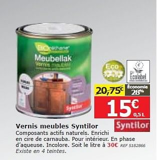 Promoties Vernis meubles syntilor - Syntilor - Geldig van 05/02/2014 tot 20/02/2014 bij BricoPlanit
