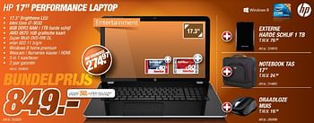Promoties Hp 17 performance laptop - HP - Geldig van 10/02/2014 tot 05/03/2014 bij Auva