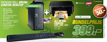 Promoties Packard bell imedia starter desktop + all in one printer - Packard Bell - Geldig van 10/02/2014 tot 05/03/2014 bij Auva