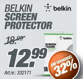 Promoties Belkin screen protector - BELKIN - Geldig van 10/02/2014 tot 05/03/2014 bij Auva