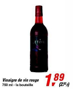 Promotions Vinaigre de vin rouge - L'Etoile  - Valide de 12/02/2014 à 25/02/2014 chez Makro