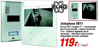 Promotions Interphone vd71 - Elro - Valide de 12/02/2014 à 25/02/2014 chez Makro