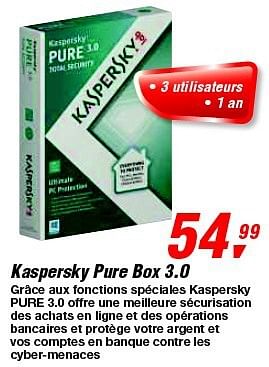 Promotions Kaspersky pure box 3.0 - Kaspersky - Valide de 12/02/2014 à 25/02/2014 chez Makro