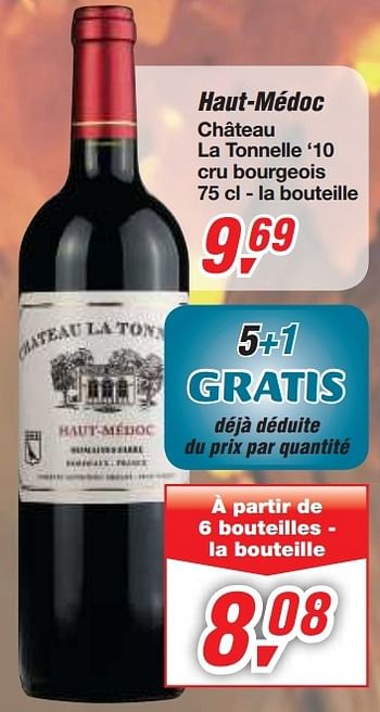 Promotions Haut-médoc château la tonnelle `10 cru bourgeois - Vins rouges - Valide de 12/02/2014 à 25/02/2014 chez Makro