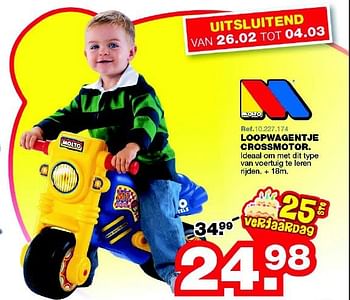 Promotions Loopwagentje crossmotor - Molto - Valide de 24/02/2014 à 04/03/2014 chez Maxi Toys