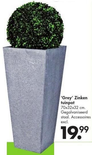 Promoties Grey zinken tuinpot - Huismerk - Casa - Geldig van 24/02/2014 tot 30/03/2014 bij Casa