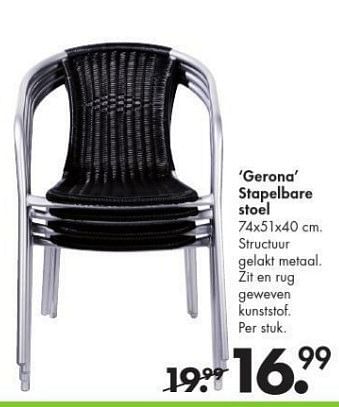 Promoties Gerona stapelbare stoel - Huismerk - Casa - Geldig van 24/02/2014 tot 30/03/2014 bij Casa