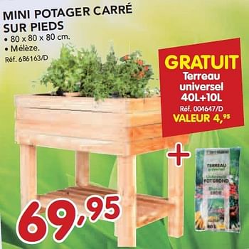 Promoties Mini potager carré sur pieds - Huismerk - Group Meno  - Geldig van 24/02/2014 tot 22/03/2014 bij Group Meno