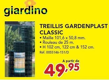 Promotions Treillis gardenplast classic - Giardino - Valide de 24/02/2014 à 22/03/2014 chez Group Meno