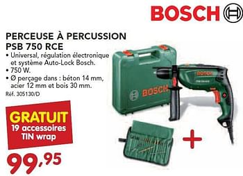 Promotions Perceuse à percussion psb 750 rce - Bosch - Valide de 24/02/2014 à 22/03/2014 chez Group Meno