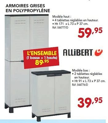 Promotions Armoires grises en polypropylène - Allibert - Valide de 24/02/2014 à 22/03/2014 chez Group Meno