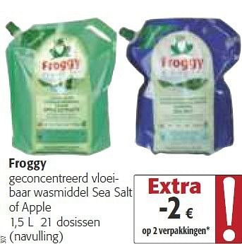 Promoties Froggy geconcentreerd vloeibaar wasmiddel sea salt of apple - Froggy - Geldig van 26/02/2014 tot 11/03/2014 bij Colruyt