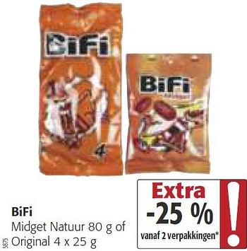 Promotions Bifi midget natuur of original - Bi-Fi - Valide de 26/02/2014 à 11/03/2014 chez Colruyt